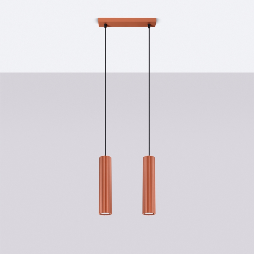 Lampadario a sospensione con filo KARBON 2xGU10/10W/230V rosso