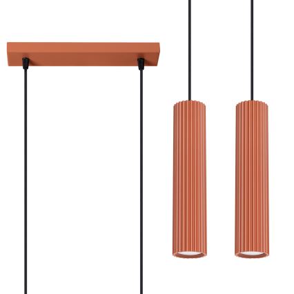 Lampadario a sospensione con filo KARBON 2xGU10/10W/230V rosso