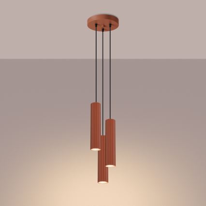 Lampadario a sospensione con filo KARBON 3xGU10/10W/230V rosso