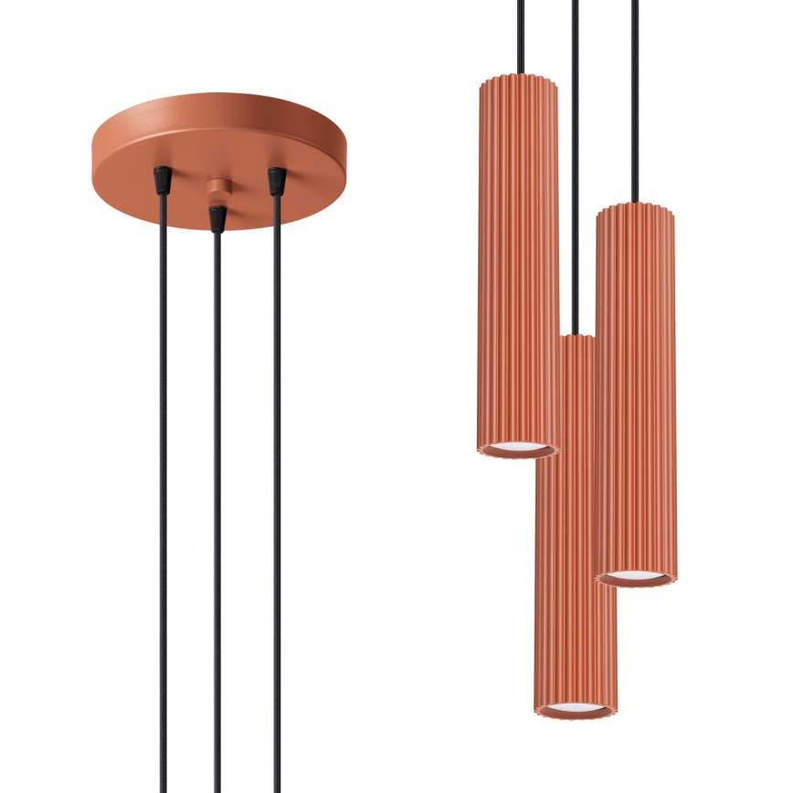 Lampadario a sospensione con filo KARBON 3xGU10/10W/230V rosso