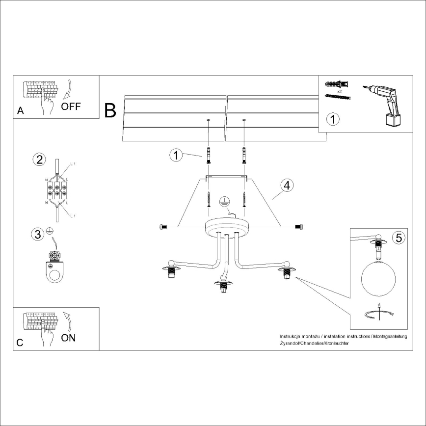 Lampadario a sospensione con supporto rigido ASTRAL 3xG9/8W/230V bianco