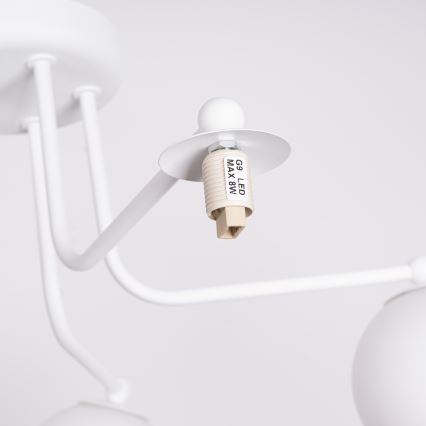 Lampadario a sospensione con supporto rigido ASTRAL 5xG9/8W/230V bianco