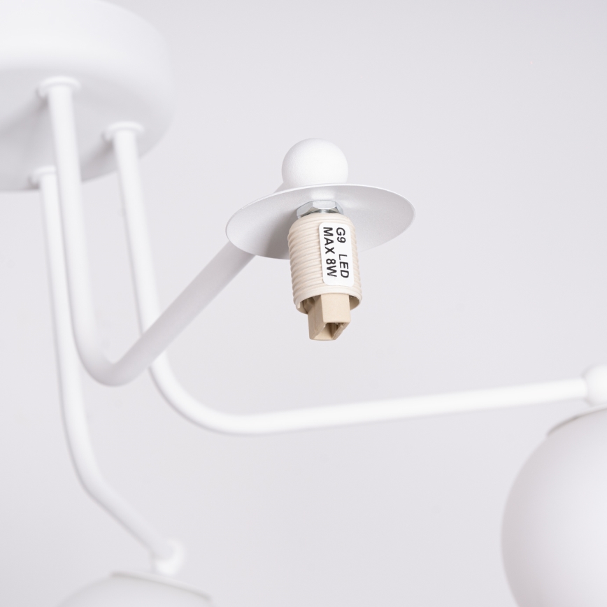 Lampadario a sospensione con supporto rigido ASTRAL 5xG9/8W/230V bianco