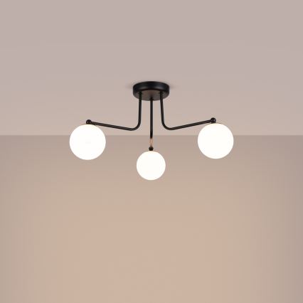 Lampadario a sospensione con supporto rigido ASTRAL 3xG9/8W/230V nero