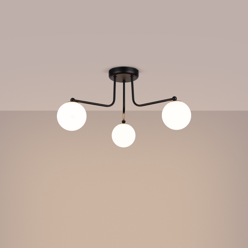 Lampadario a sospensione con supporto rigido ASTRAL 3xG9/8W/230V nero