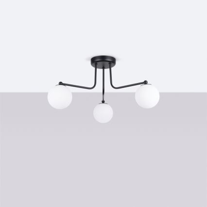Lampadario a sospensione con supporto rigido ASTRAL 3xG9/8W/230V nero