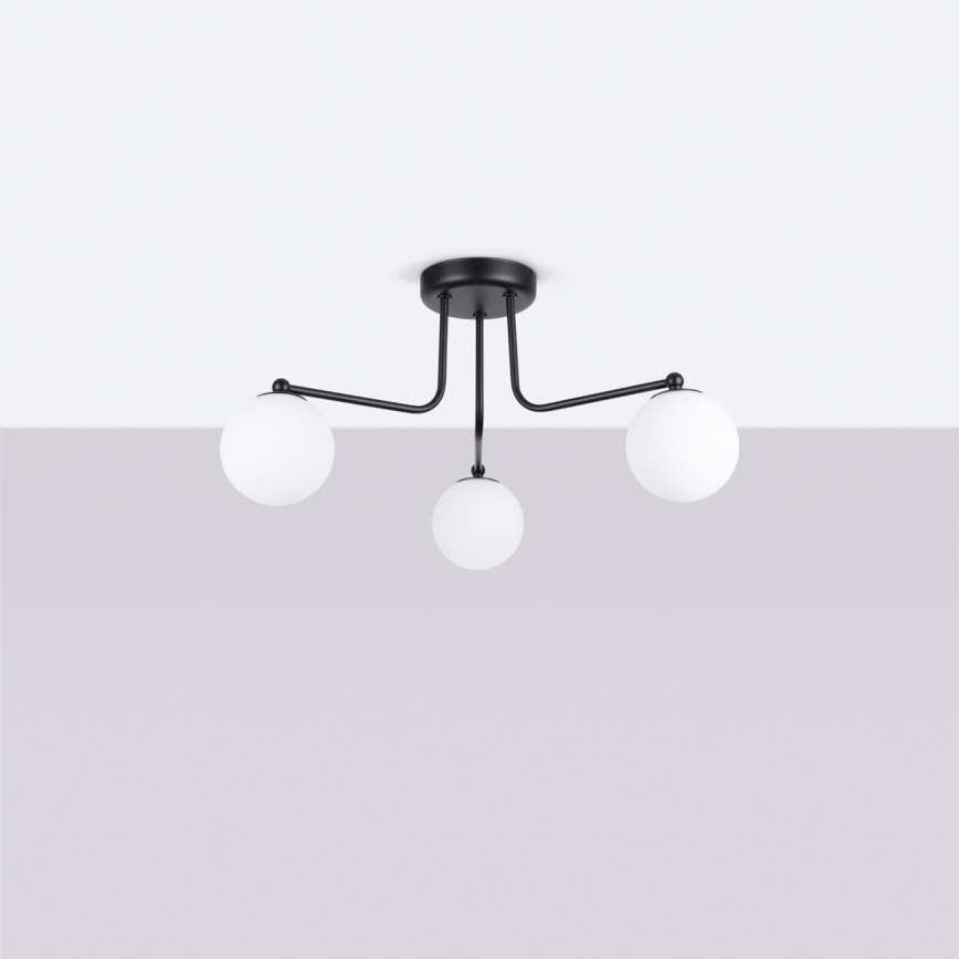 Lampadario a sospensione con supporto rigido ASTRAL 3xG9/8W/230V nero