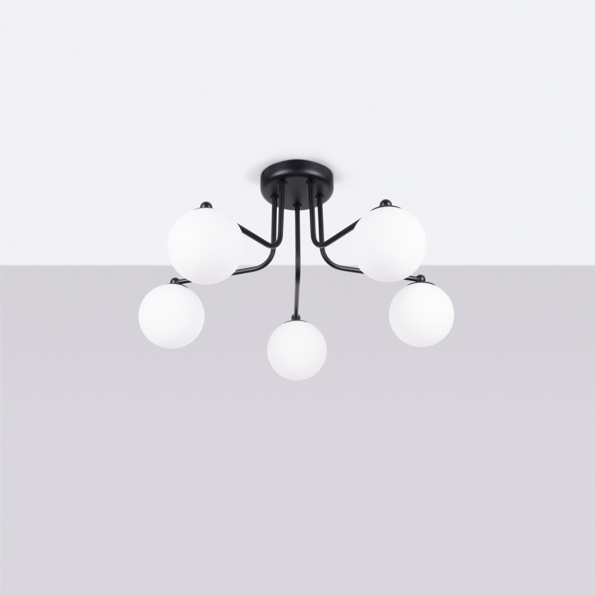 Lampadario a sospensione con supporto rigido ASTRAL 5xG9/8W/230V nero