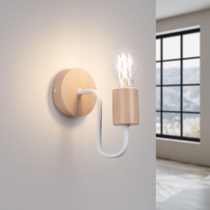 Applique TIMBO 1xE27/15W/230V bianco/beige/faggio
