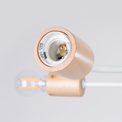 Lampadario a plafone TIMBO 4xE27/15W/230V bianco/beige/faggio