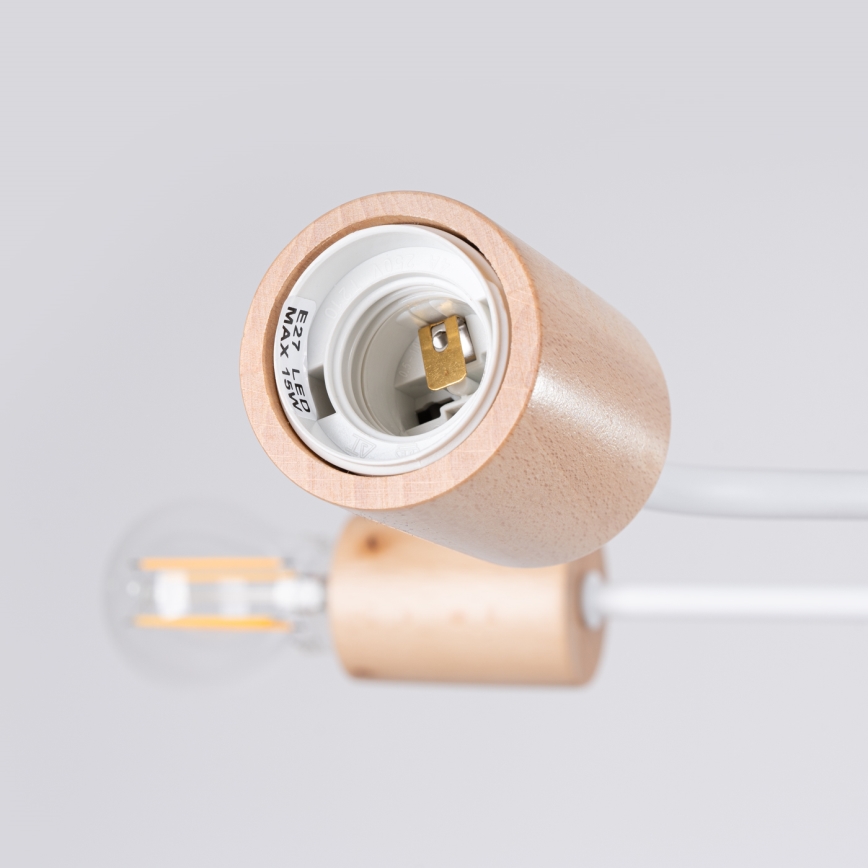 Lampadario a plafone TIMBO 4xE27/15W/230V bianco/beige/faggio
