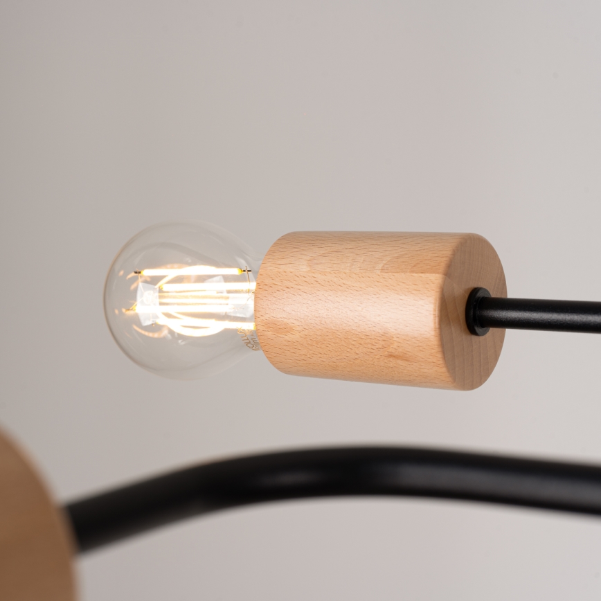 Lampadario a plafone TIMBO 4xE27/15W/230V nero/beige/faggio