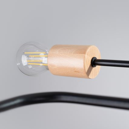 Lampadario a plafone TIMBO 4xE27/15W/230V nero/beige/faggio