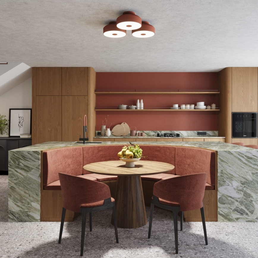 Plafoniera OMIQ 4xE27/15W/230V Ø 30 cm rossa