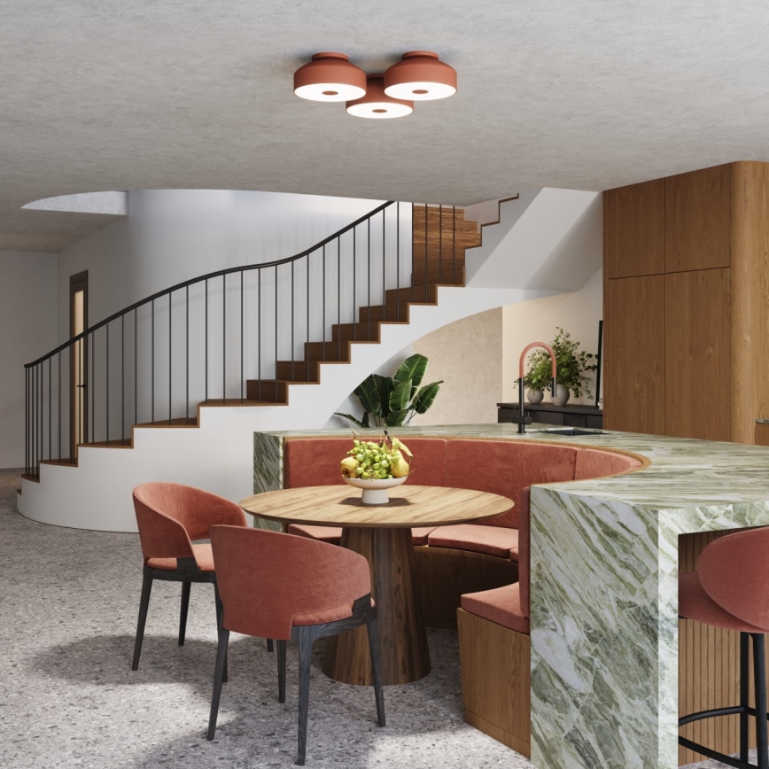 Plafoniera OMIQ 4xE27/15W/230V Ø 30 cm rossa