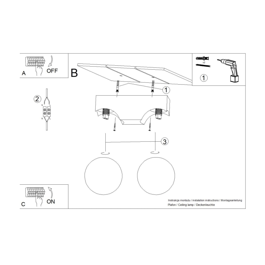 Plafoniera BULBO 2xG9/8W/230V faggio/bianco