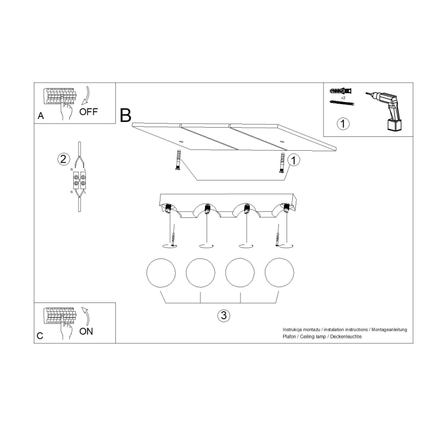 Plafoniera BULBO 4xG9/8W/230V faggio/bianco