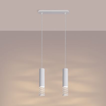 Lampadario a sospensione con filo LAMI 2xGU10/10W/230V bianco