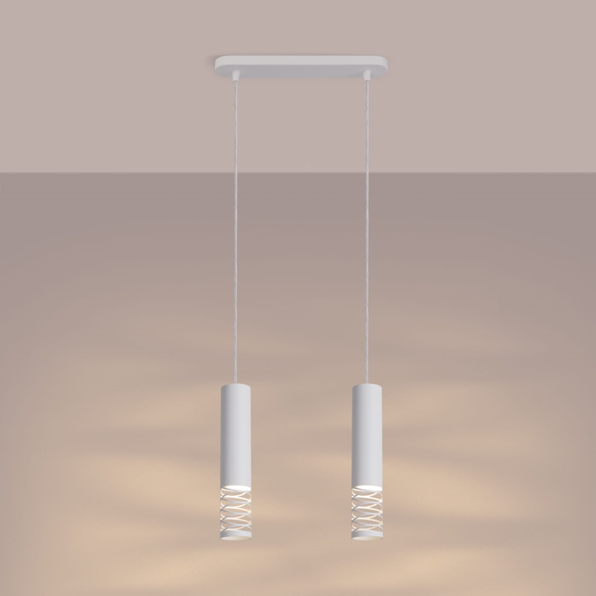 Lampadario a sospensione con filo LAMI 2xGU10/10W/230V bianco