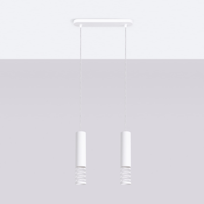 Lampadario a sospensione con filo LAMI 2xGU10/10W/230V bianco