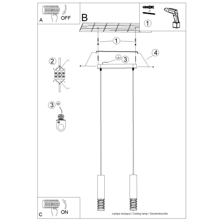 Lampadario a sospensione con filo LAMI 2xGU10/10W/230V bianco