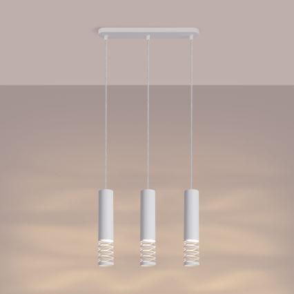 Lampadario a sospensione con filo LAMI 3xGU10/10W/230V bianco
