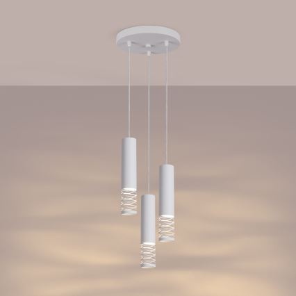Lampadario a sospensione con filo LAMI 3xGU10/10W/230V bianco