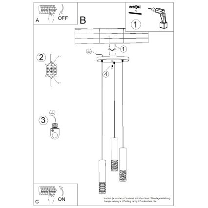 Lampadario a sospensione con filo LAMI 3xGU10/10W/230V bianco