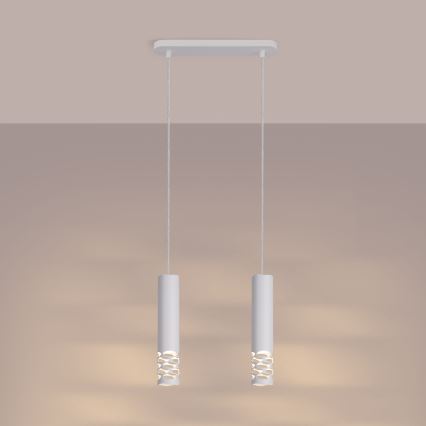 Lampadario a sospensione con filo LIRO 2xGU10/10W/230V bianco