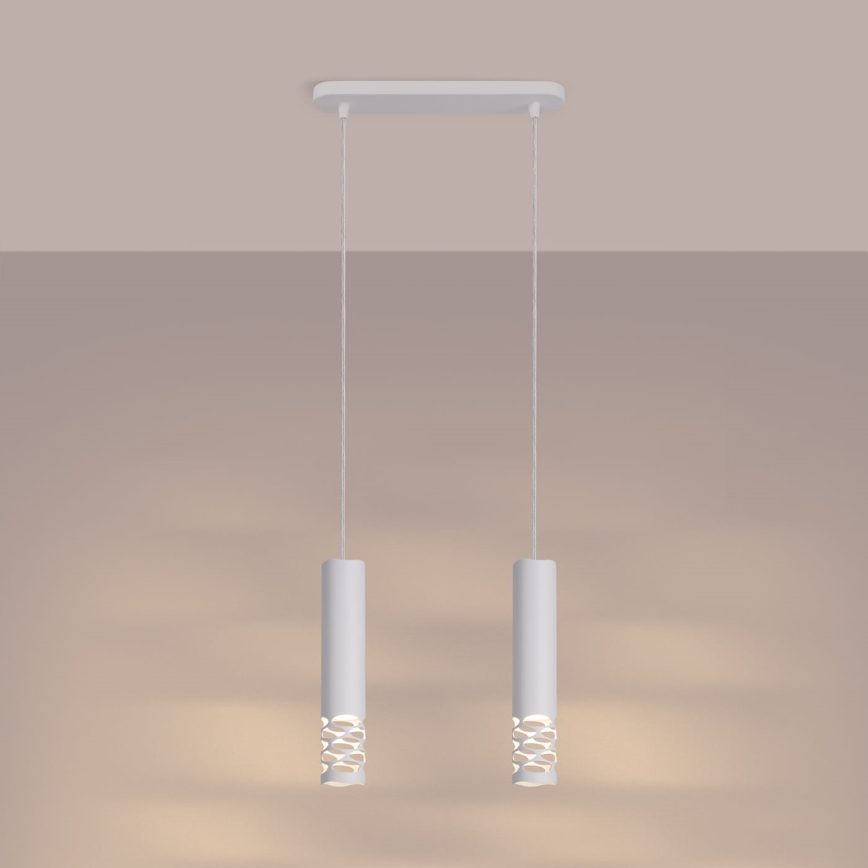 Lampadario a sospensione con filo LIRO 2xGU10/10W/230V bianco