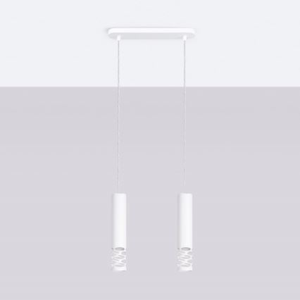 Lampadario a sospensione con filo LIRO 2xGU10/10W/230V bianco