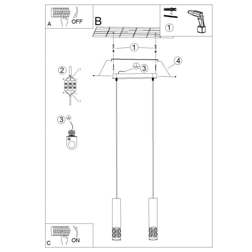 Lampadario a sospensione con filo LIRO 2xGU10/10W/230V bianco