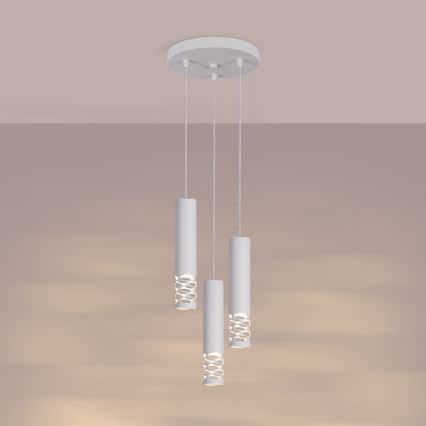Lampadario a sospensione con filo LIRO 3xGU10/10W/230V bianco