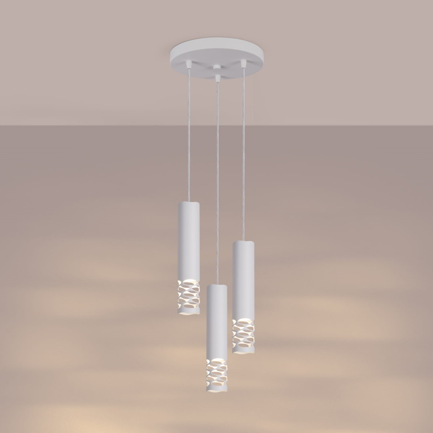Lampadario a sospensione con filo LIRO 3xGU10/10W/230V bianco