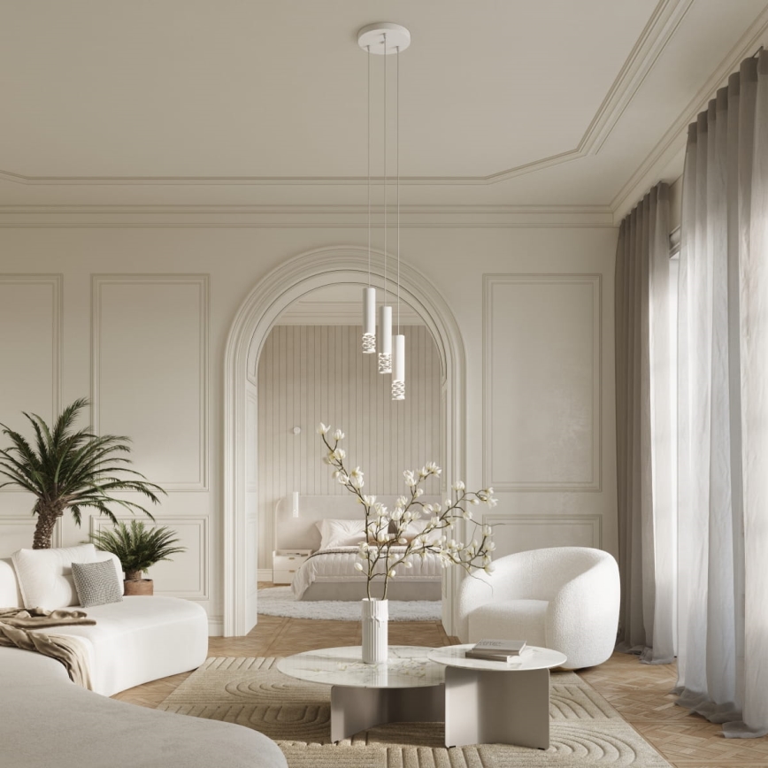 Lampadario a sospensione con filo LIRO 3xGU10/10W/230V bianco