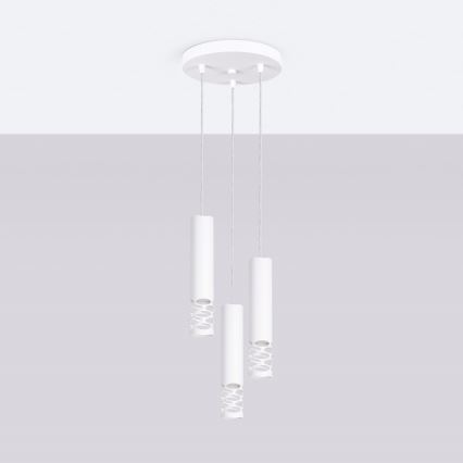 Lampadario a sospensione con filo LIRO 3xGU10/10W/230V bianco