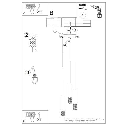 Lampadario a sospensione con filo LIRO 3xGU10/10W/230V bianco