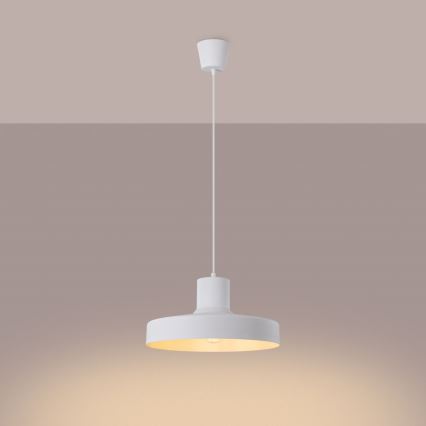 Lampadario a sospensione con filo BILO 1xE27/15W/230V diametro 35 cm bianco