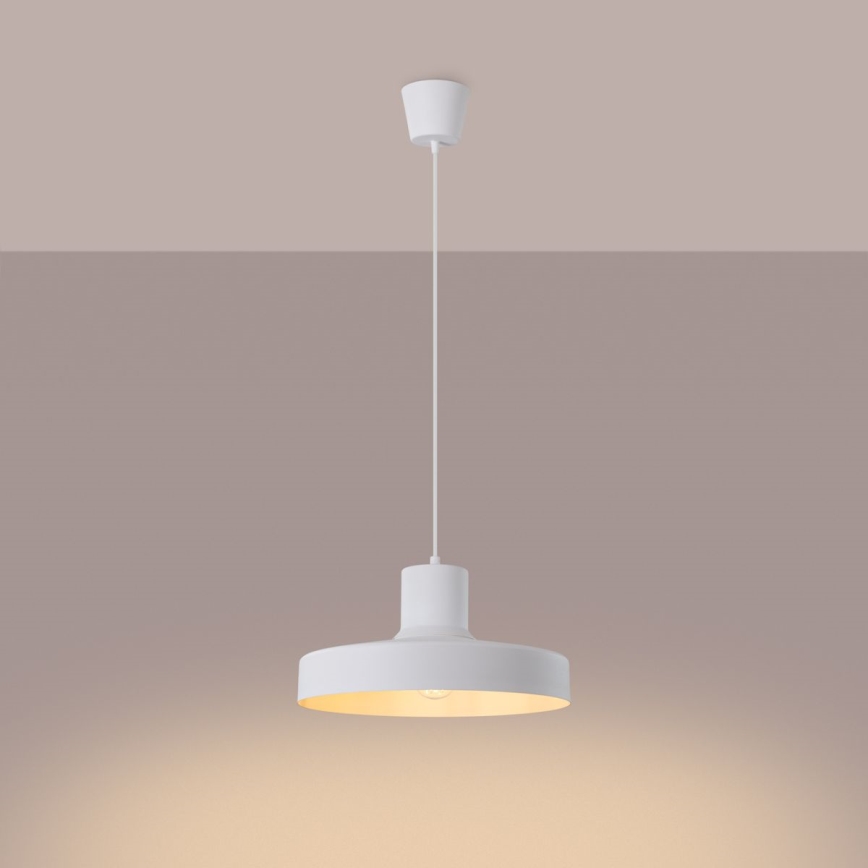 Lampadario a sospensione con filo BILO 1xE27/15W/230V diametro 35 cm bianco