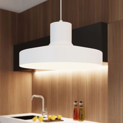 Lampadario a sospensione con filo BILO 1xE27/15W/230V diametro 35 cm bianco
