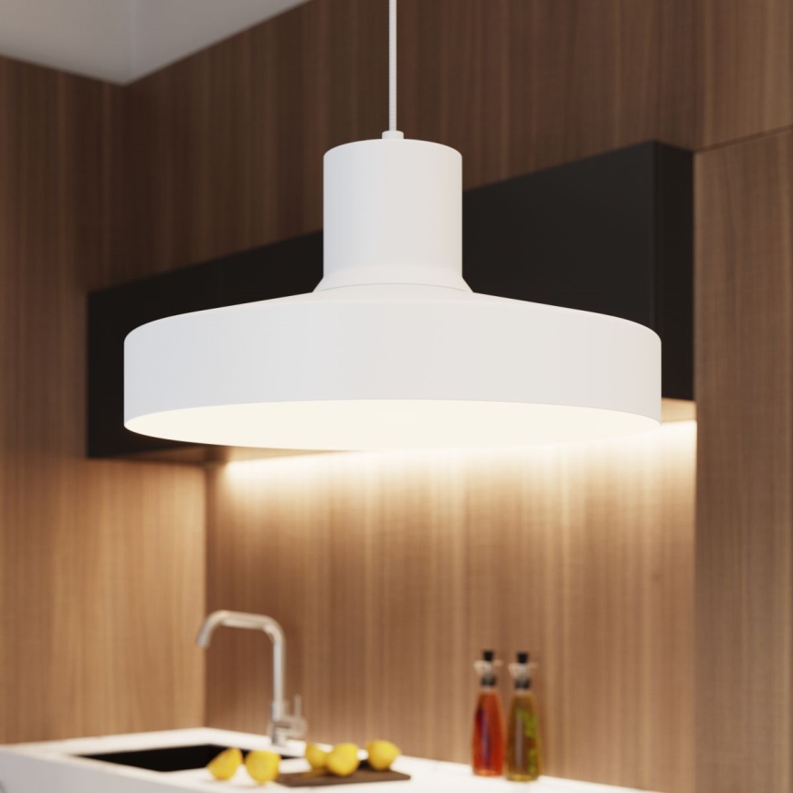 Lampadario a sospensione con filo BILO 1xE27/15W/230V diametro 35 cm bianco