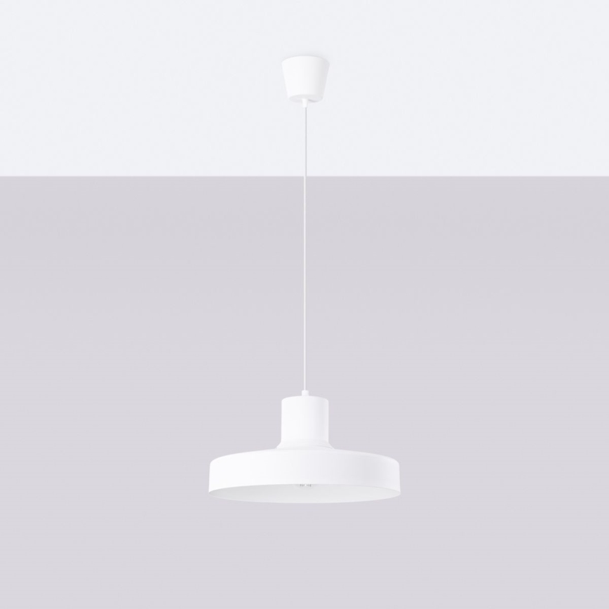 Lampadario a sospensione con filo BILO 1xE27/15W/230V diametro 35 cm bianco