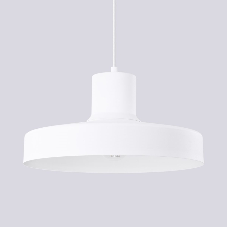Lampadario a sospensione con filo BILO 1xE27/15W/230V diametro 35 cm bianco