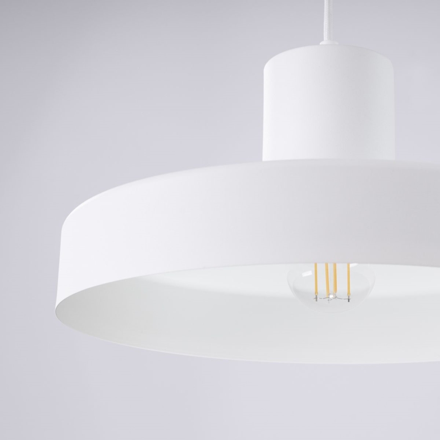 Lampadario a sospensione con filo BILO 1xE27/15W/230V diametro 35 cm bianco