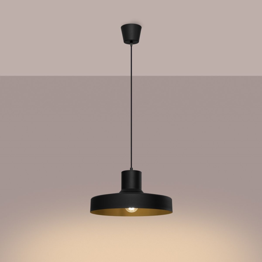 Lampadario a sospensione con filo BILO 1xE27/15W/230V diametro 35 cm nero