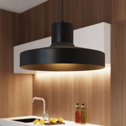 Lampadario a sospensione con filo BILO 1xE27/15W/230V diametro 35 cm nero