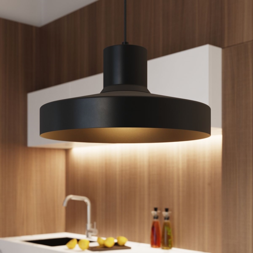Lampadario a sospensione con filo BILO 1xE27/15W/230V diametro 35 cm nero