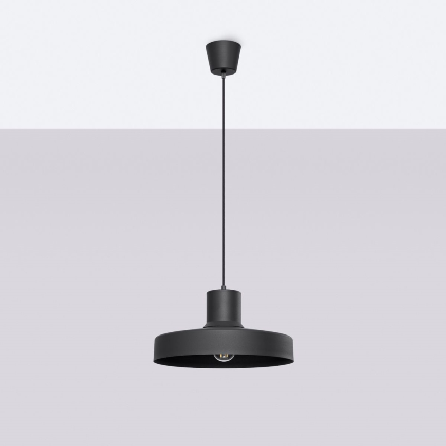 Lampadario a sospensione con filo BILO 1xE27/15W/230V diametro 35 cm nero