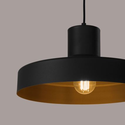 Lampadario a sospensione con filo BILO 1xE27/15W/230V diametro 35 cm nero