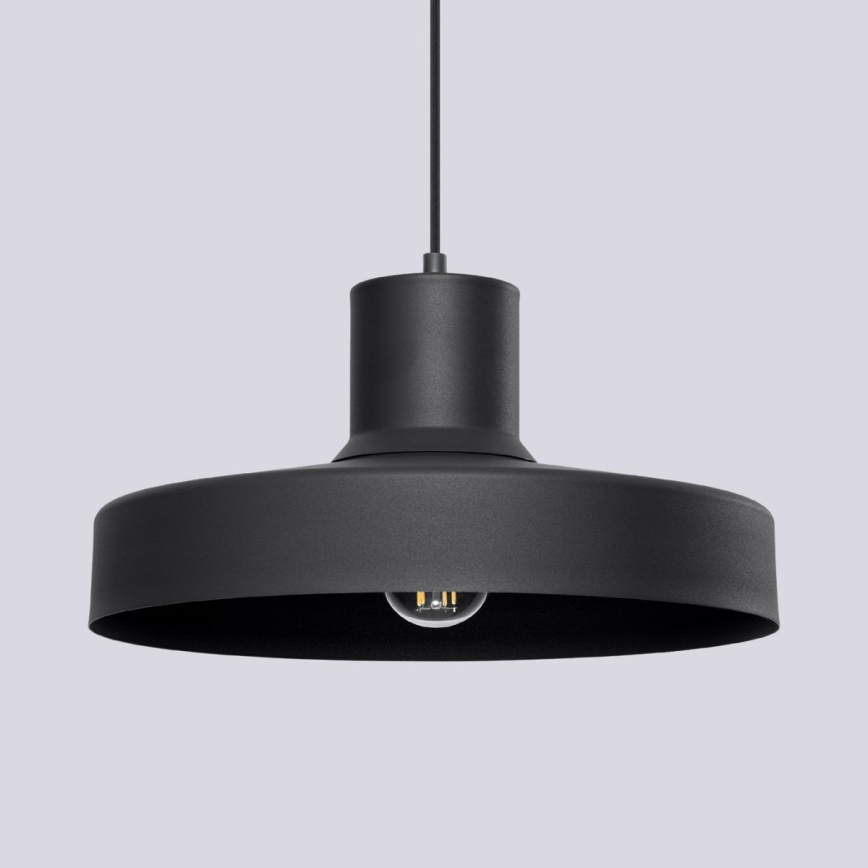 Lampadario a sospensione con filo BILO 1xE27/15W/230V diametro 35 cm nero